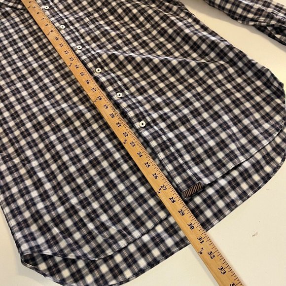 Billy Reid  Standard Cut Navy Plaid Button Down Long Sleeve Shirt Mens Sz Large - Picture 7 of 7